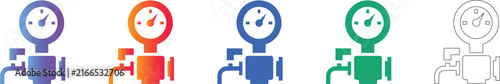 Pressure Gauge Valve Icon Set