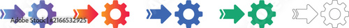 Right Arrow and Gear Automation Icon Set
