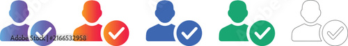 User Approval Checkmark Icon Set for Profile Verification