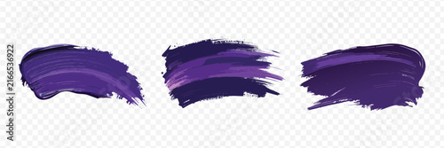 Dark purple paint brush stroke vector illustration set