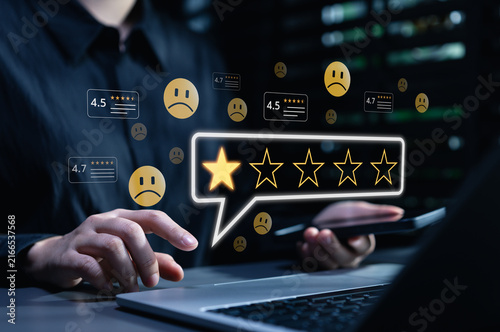 Konstfotografi Negative customer review, online feedback concept