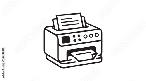 Simple line drawing of a printer with paper output in a minimal illustration style.
