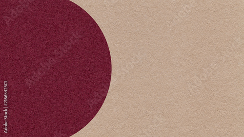 Beige paper texture background with dark wine semicircle and copy space for banner, presentation, template