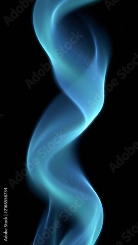 Glowing blue neon light wave swirling against a dark background