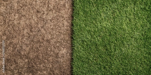Vibrant Green Grass vs. Dry Cracked Earth - Nature's Contrast