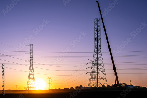 Lattice Pylon Assembly with Heavy Crane Equipment