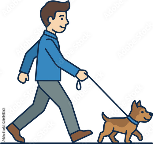 a dog taken for a walk by its owner