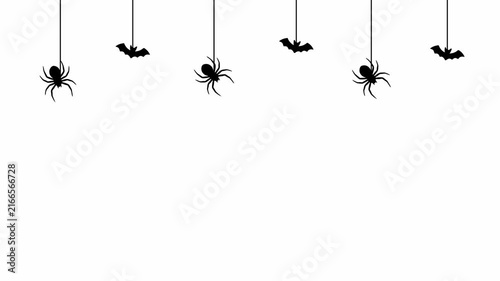 Hanging Spiders and Bats Halloween Border Animation