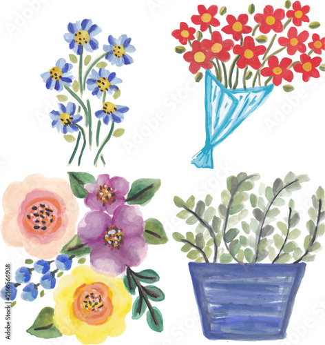 Handpainted Floral Collection Spring Blooms and Botanical Elements