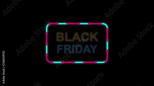 Neon Black Friday Sale Sign with Bright Colors and Light Effects