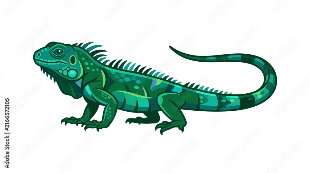 Fototapeta premium Green Iguana Lizard Animal Reptile Nature Wildlife Tropical Pet Isolated