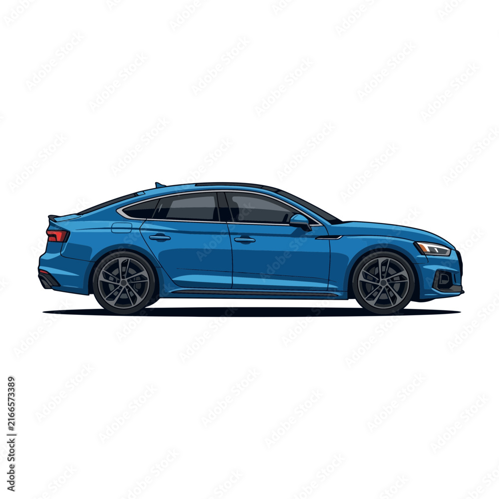Fototapeta premium Blue Audi Sportback Car Isolated Transparent Background Vector Illustration
