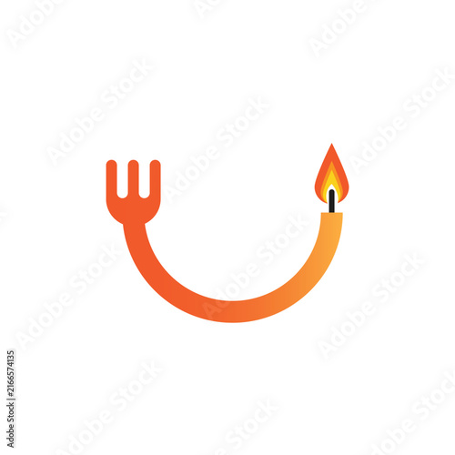 Minimalist Fork and Candle Icon Illustration