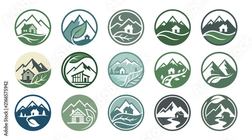 Collection of Circular Mountain and Nature Logos.