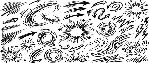 Hand drawn chalk doodle icons mega set with arrows stars hearts check marks speech bubbles and creative design elements vector illustration