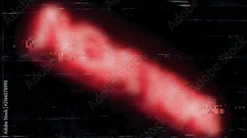 A streaking red light illuminates a dark, noisy background.