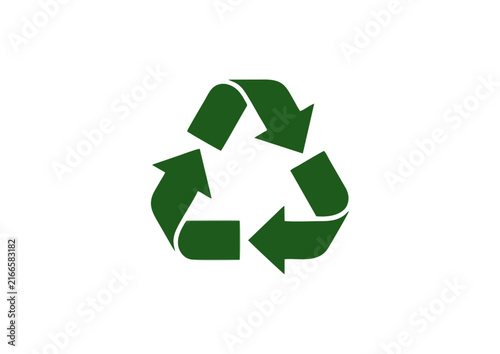 Green universal recycling symbol icon representing environmental sustainability and waste management for eco-friendly projects and conservation awareness