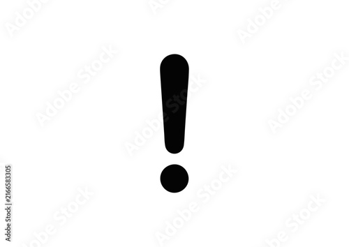 Black exclamation mark icon isolated on white background symbol of attention caution warning
