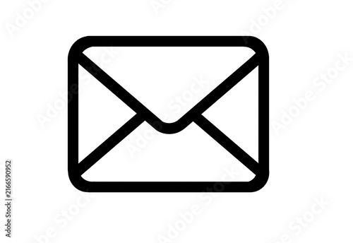 Black outline mail envelope icon transparent background