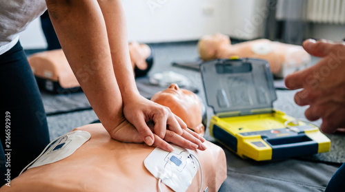 Group CPR training class
