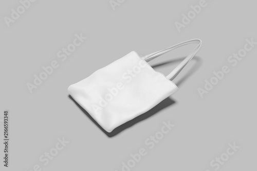 Minimalist White Tote Bag Mockup on Gray Background