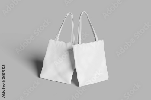Minimalist White Tote Bag Mockup on Gray Background