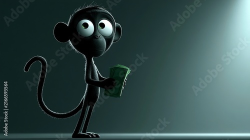Spidermonkey holding money.