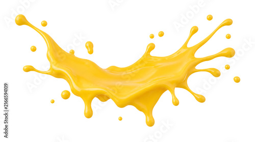 Melted yellow cheese splash isolated on transparent background