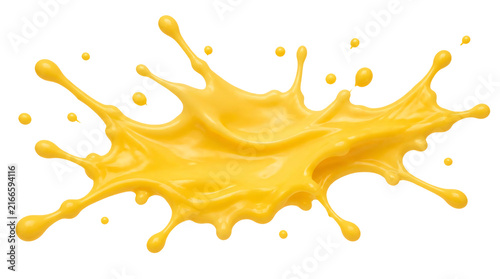 Melted yellow cheese splash isolated on transparent background