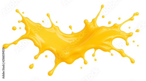 Melted yellow cheese splash isolated on transparent background