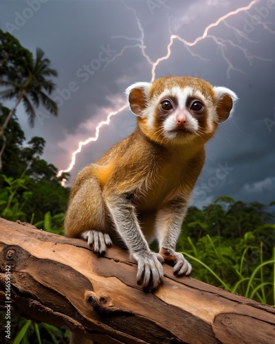 A  pygmy slow loris in a lightening storm.