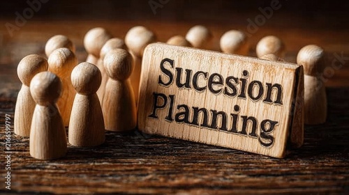 Succession Planning Sign with Wooden Figures