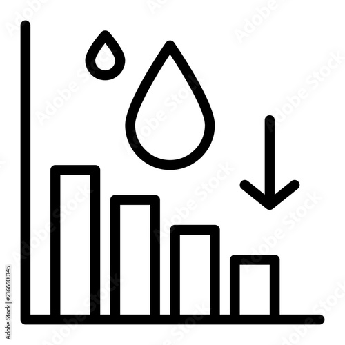 water level decline graph icon