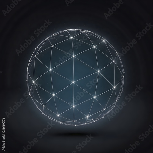 Abstract digital network featuring interconnected white line nodes forming a clean geometric structure on a dark background