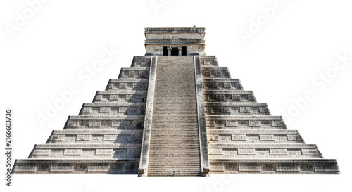 Majestic Ancient Stone Step Pyramid Architectural Marvel Isolated on White Background for Cultural Heritage and Historical Travel Projects