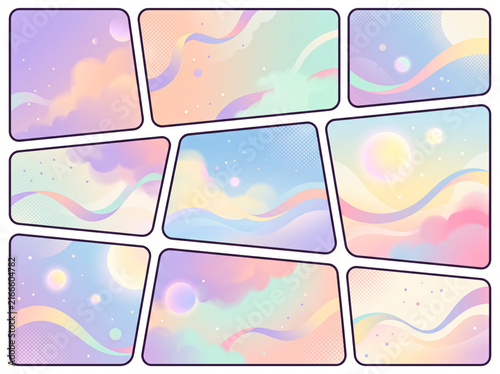 Dreamy Pastel Comic Panel Background – Soft Fantasy Abstract Theme
