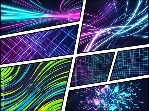 Neon Speed Comic Panel Background – Futuristic Motion Theme