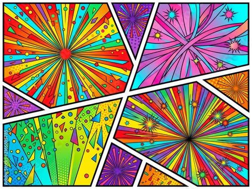 Rainbow Burst Comic Panel Background – Celebration Theme