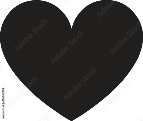 Black Solid Heart Love Icon, Bold Simple Romantic Symbol with Clean Smooth Shape, Valentine Day Graphic Element, Minimal Vector Illustration for T Shirts, Cards, Posters and Print Art
