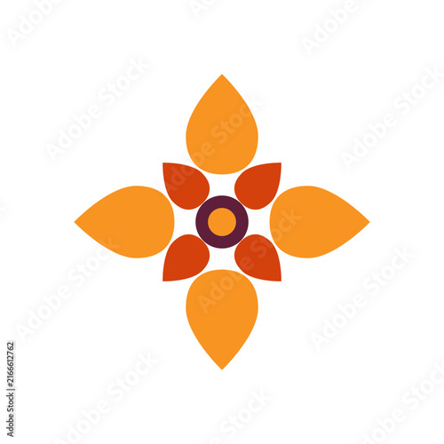 Vector floral mandala ornament with geometric petals for Happy Diwali and Indian festival decoration. Isolated element on white background for card, banner or rangoli design.