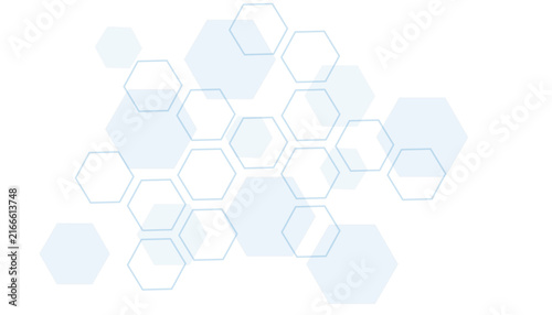 Abstract blue hexagon background, geometric honeycomb pattern vector, scientific molecular structure design, clean tech corporate backdrop
