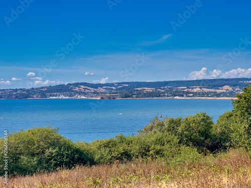 Konstfotografi Scenic view looking across Lyme Bay towards Dawlish Warren and the South Devon c