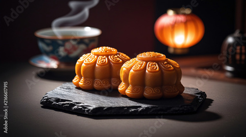 Traditional Mid Autumn Festival Mooncakes Mockup