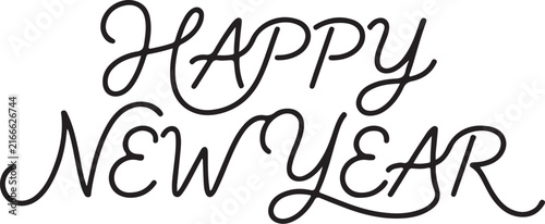 Happy New Year Typography Vector Design on Transparent Background
