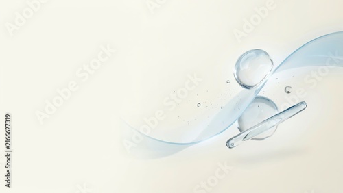 Glass spheres and curved ribbons float gracefully against a soft cream colored background.