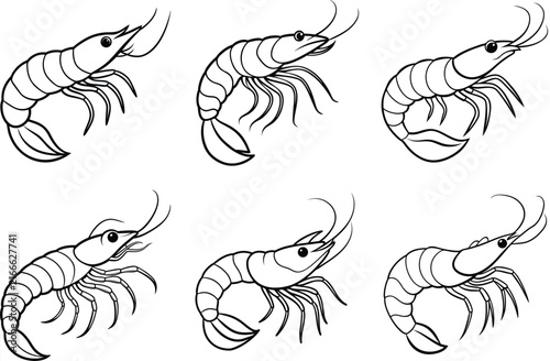 shrimp vector icon illustration