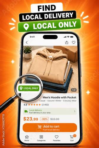Local Delivery Online Shopping Concept on Smartphone