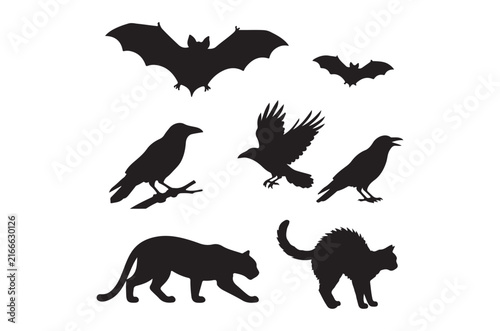 Animal silhouettes collection black shapes on a white background