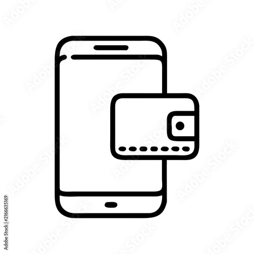 Mobile wallet icon smartphone payment system digital finance transaction.
