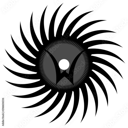 Abstract Black Sharp Blade Vortex Eye Logo Vector Concept
